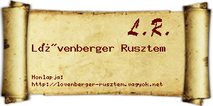 Lövenberger Rusztem névjegykártya